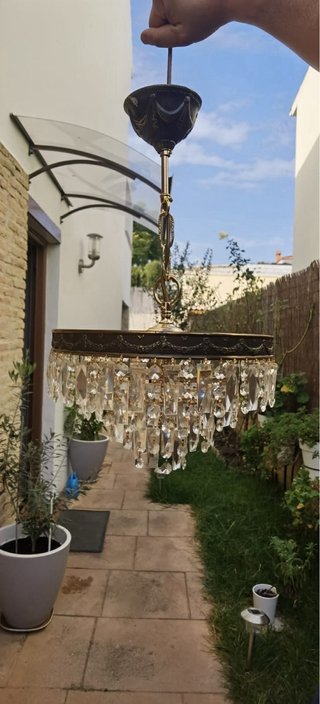 Lámpara colgante cobre y cristal de roca