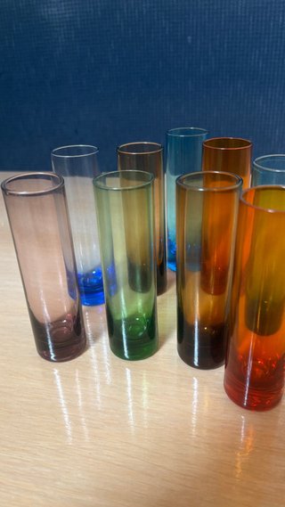 Set 9 Bicchieri Liquore Vetro Colorati