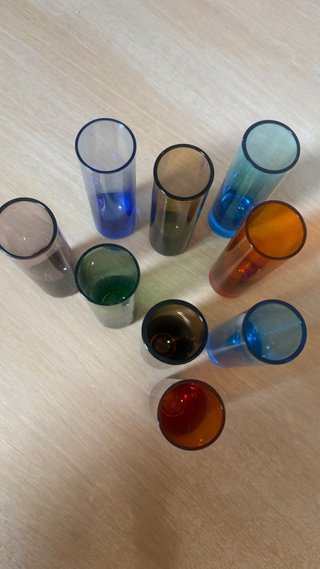 Set 9 Bicchieri Liquore Vetro Colorati