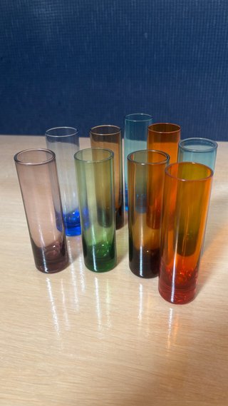 Set 9 Bicchieri Liquore Vetro Colorati