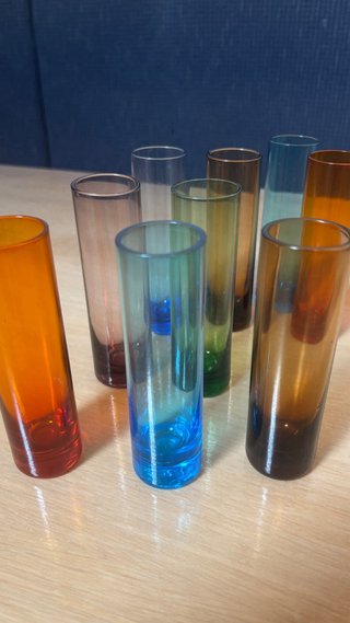 Set 9 Bicchieri Liquore Vetro Colorati