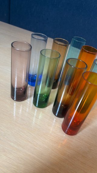 Set 9 Bicchieri Liquore Vetro Colorati