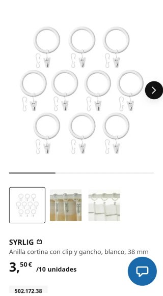 Anillas y Ganchos Cortina IKEA "SIN ABRIR"