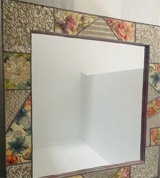 Espejo madera pino decorado buen estado