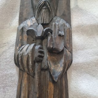 Talla Antigua Madera Monje Santo San Benito