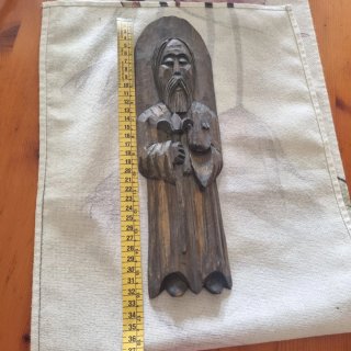 Talla Antigua Madera Monje Santo San Benito