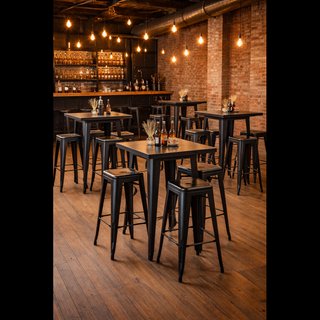 Conjunto Mesa y Taburetes Industrial