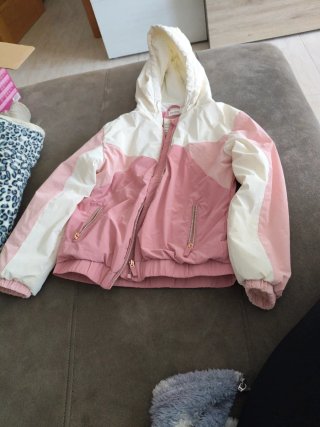 Chaqueta niña rosa y blanca
