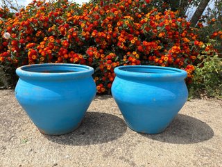 Par de Maceteros Rústicos Azul Cielo