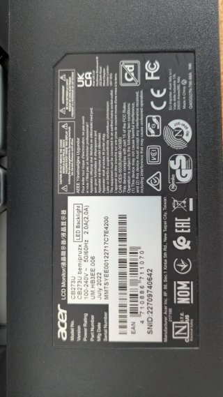 Monitor Acer CB273U 27" con difetto