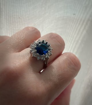 Anillo Plata con Zafiro Azul
