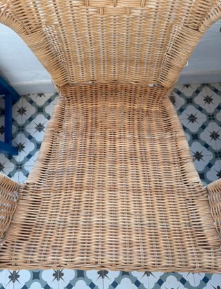 Silla Ratán Ikea con Cojín Blanco