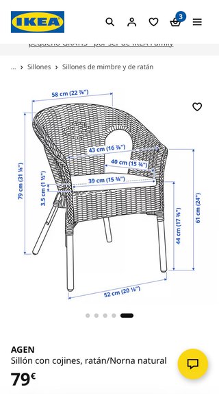 Silla Ratán Ikea con Cojín Blanco