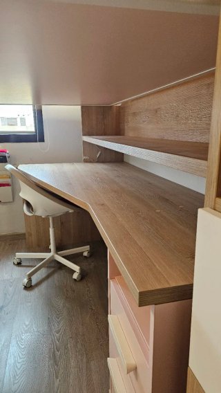 Cama abatible madera y rosa