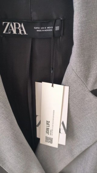 Chaqueta cruzada Zara gris Talla S