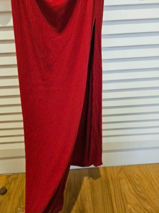 Vestido largo de punto rojo