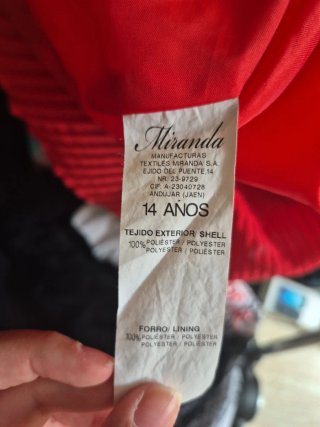 Vestido rojo Miranda 14 años