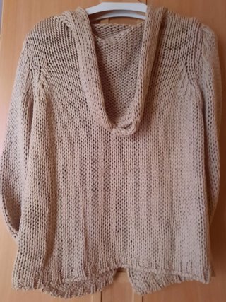 CARDIGAN IN COTONE CON CAPPUCCIO COLORE CORDA