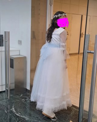 Vestido Primera Comunión Blanco y Azul