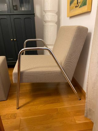 Sillón y puf modernos acero inoxidable