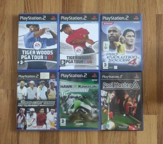 6 Juegos PS2: Tiger Woods, PES, Pool Master, Smash