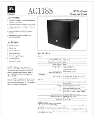 Subgraves JBL AC118S Pasivos Nuevos Precintados