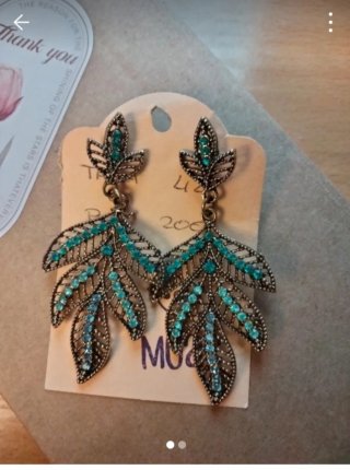 Pendientes hoja con piedras azules