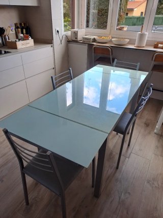 Mesa Comedor/Cocina Cristal Extensible