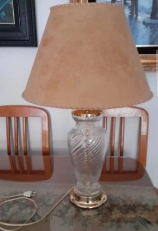 Lámpara de mesa vintage cristal y tela