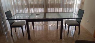 Mesa comedor cristal extensible y 6 sillas