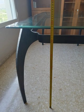 Mesa de comedor cristal y metal