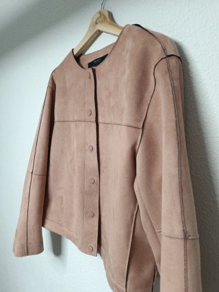 Chaqueta Zara Piel Vuelta Rosa