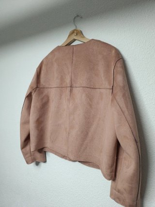 Chaqueta Zara Piel Vuelta Rosa