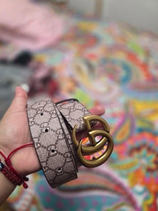 Cinturón Gucci GG Dorado Marrón talla 110cm