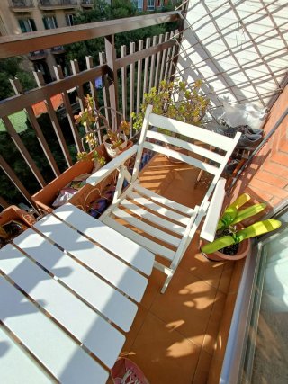 Conjunto terraza plegable: mesa y 2 sillones
