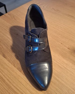 Botines Pitillos tacón piel y ante marrón
