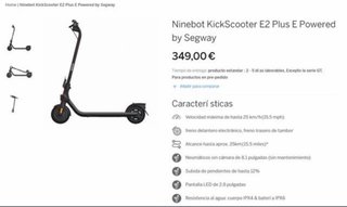 Patinete eléctrico Ninebot E2 Plus DGT Homologado