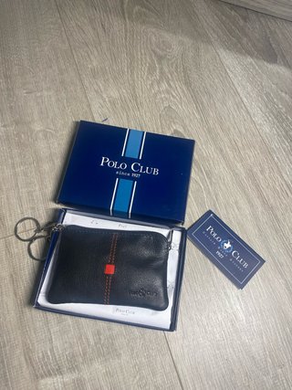 Cartera Polo Club Negra Piel
