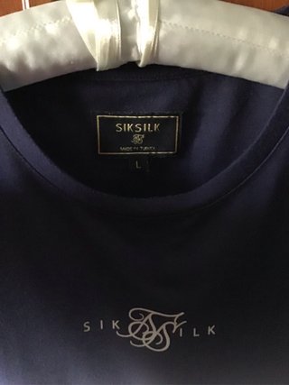 Camiseta SikSilk Talla L Degradado Azul Blanco