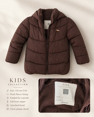 Abrigo niño marrón talla 116 con capucha