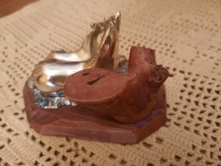 Statuetta cavalli sbalzati a mano placcata argento