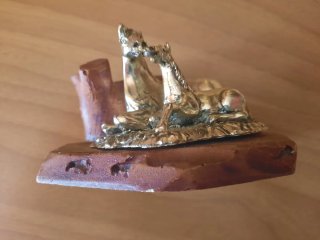 Statuetta cavalli sbalzati a mano placcata argento