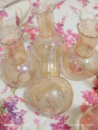 6 Tulipas de cristal viselado para lámparas.