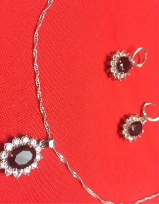 Conjunto de Plata con Piedra Negra