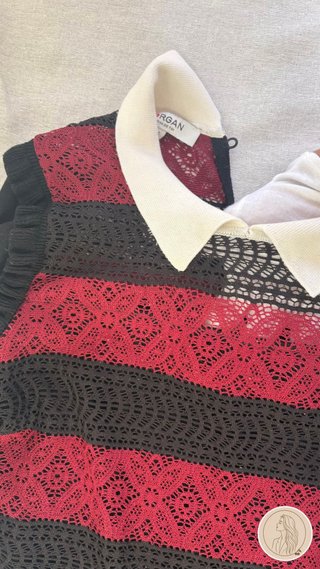 Vestido Morgan Negro y Rojo Talla S