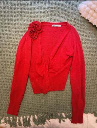 Chaqueta Zara Roja Flores