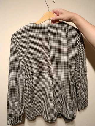 Blusa Zara Woman Cuadros Blanco y Negro