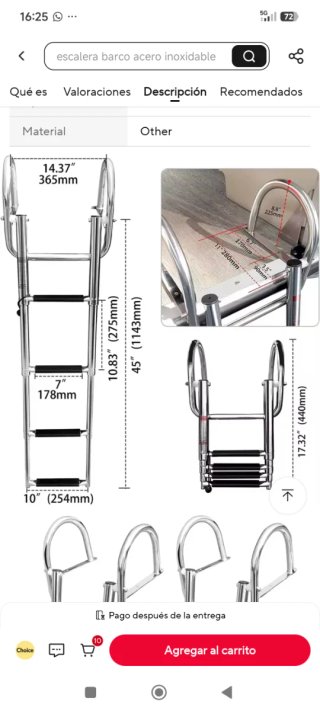 Escalera para barco o piscina de acero