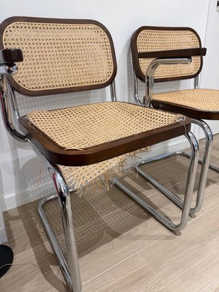 Pack de 2 sillas cesca de comedor en ratán y acero