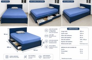 Cama 140x200 cm con cajones Ikea